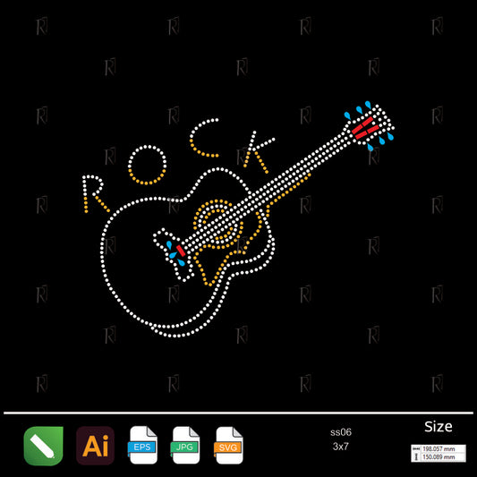 Rock Guitar Vibe Rhinestone – Premium Rhinestone Design by Rhinestone1