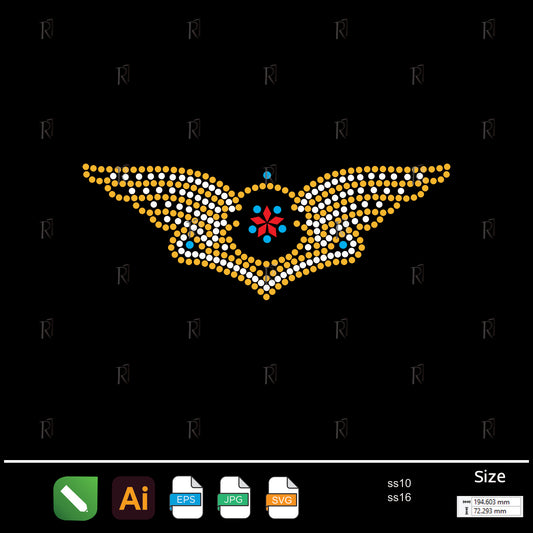 Winged Emblem Star Rhinestone – Premium Rhinestone Design by Rhinestone1
