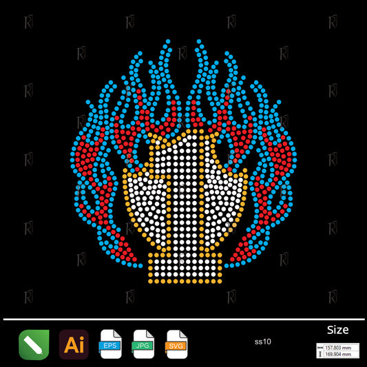 Number One Flame Trophy Rhinestone – Premium Rhinestone Design by Rhinestone1