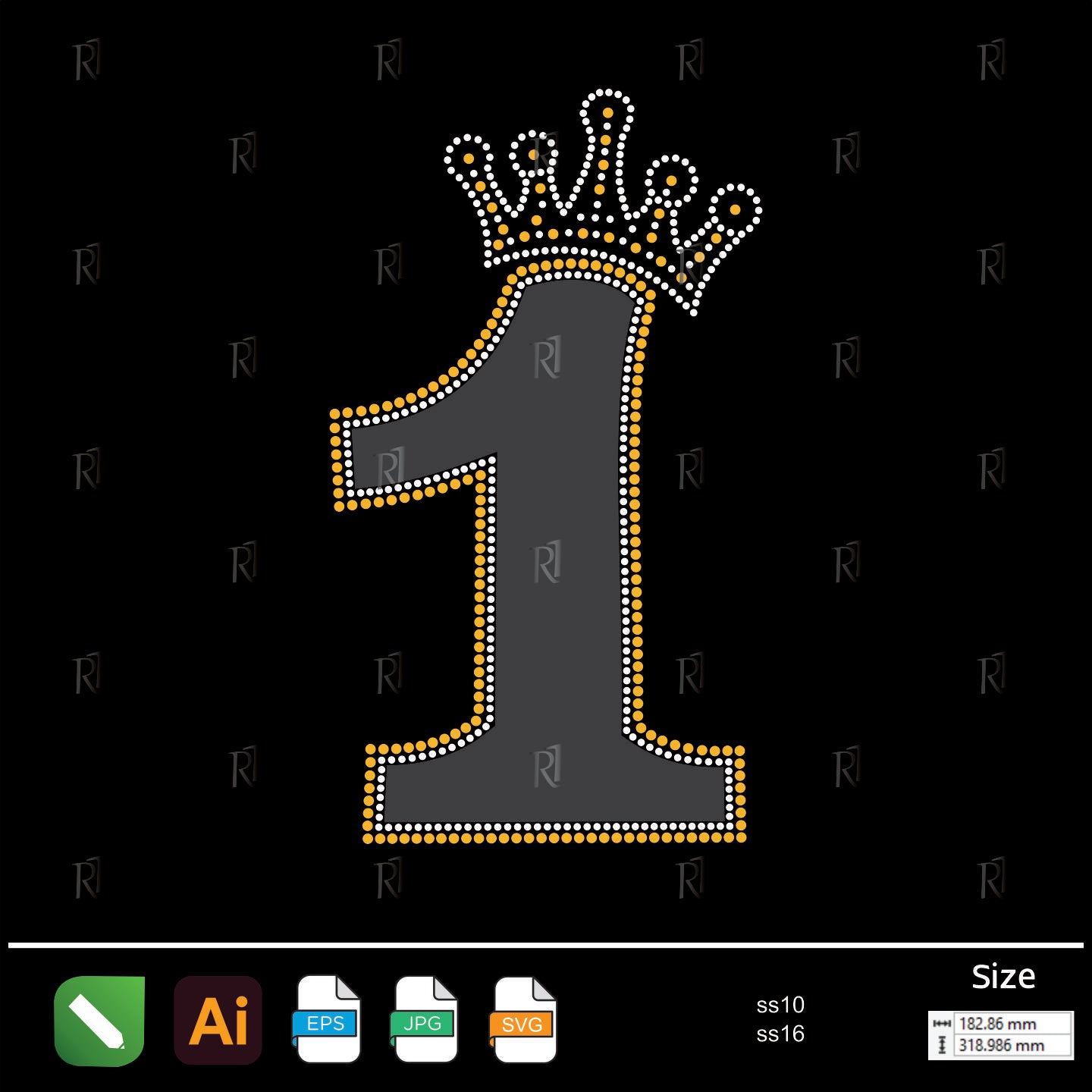 Crowned Number One Rhinestone – Premium Rhinestone Design by Rhinestone1