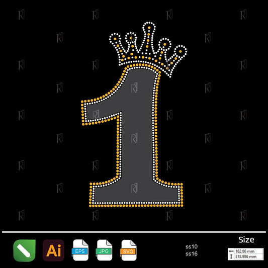 Crowned Number One Rhinestone – Premium Rhinestone Design by Rhinestone1
