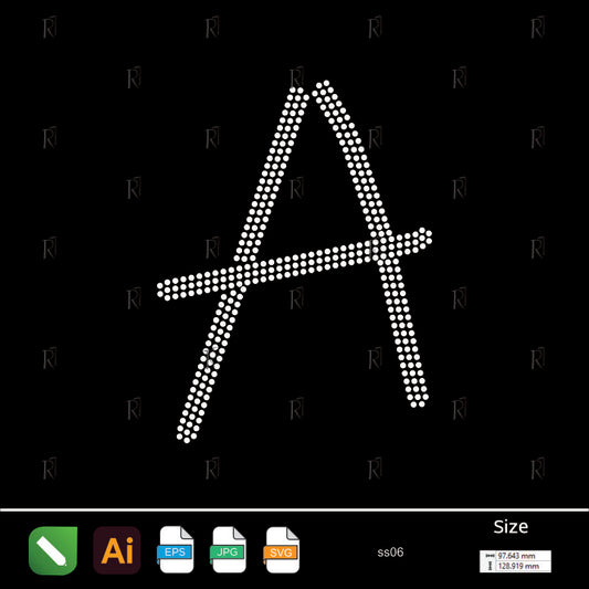 Rhinestone Letter A Script – Premium Rhinestone Design by Rhinestone1