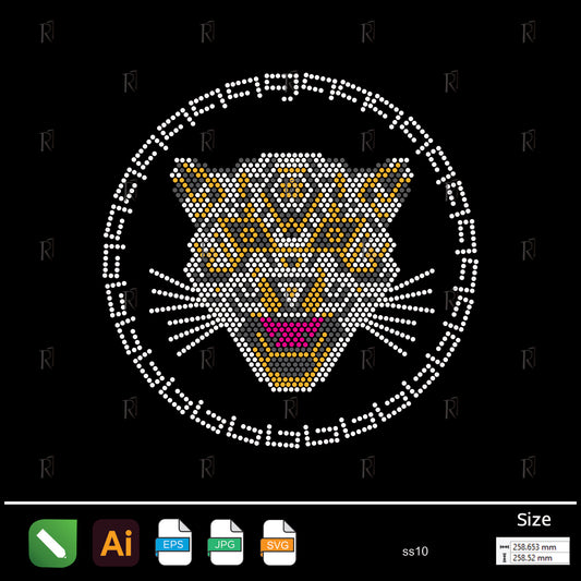 Geometric Panther Face Rhinestone Design – Premium Rhinestone Design by Rhinestone1