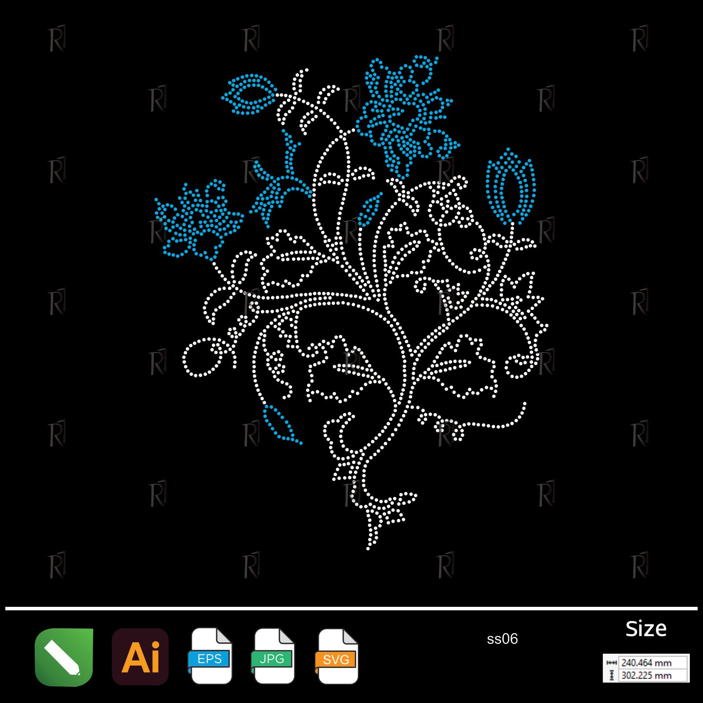 Elegant Bloom Branch Rhinestone – Premium Rhinestone Design by Rhinestone1