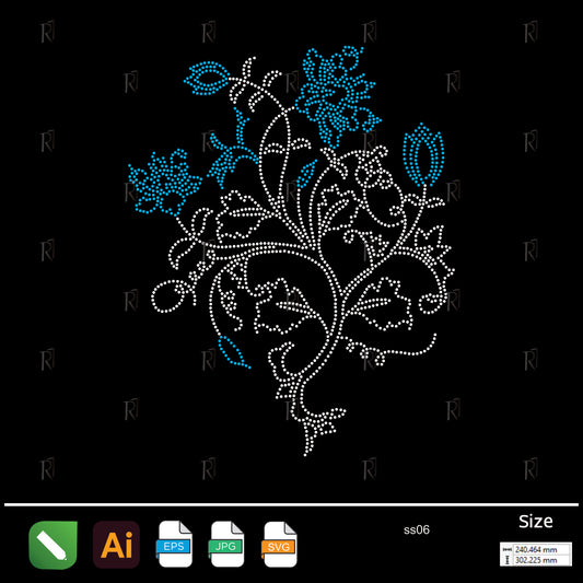 Elegant Bloom Branch Rhinestone – Premium Rhinestone Design by Rhinestone1