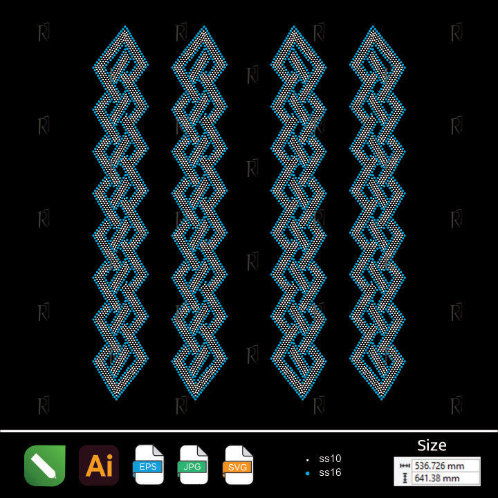 Blue Celtic Knot Border Rhinestone – Premium Rhinestone Design by Rhinestone1