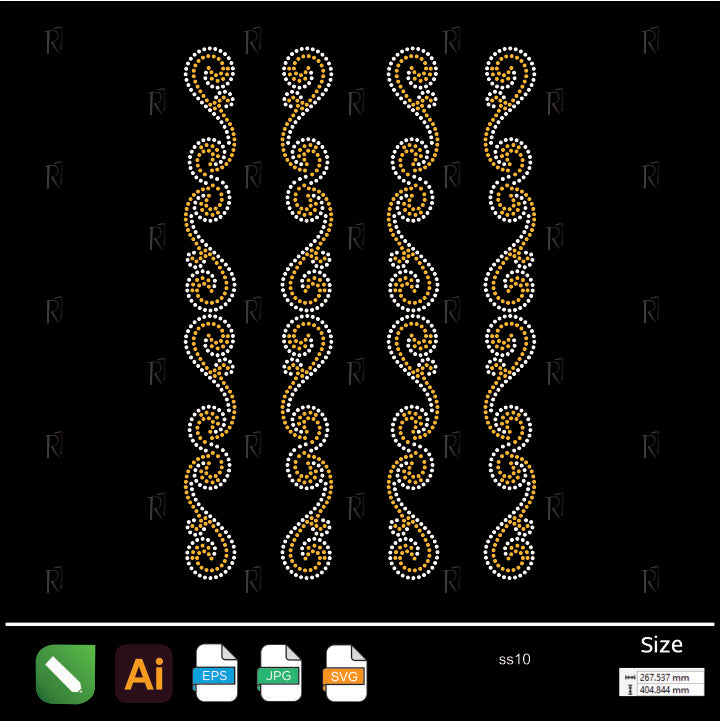 Golden Swirl Border Rhinestone – Premium Rhinestone Design by Rhinestone1