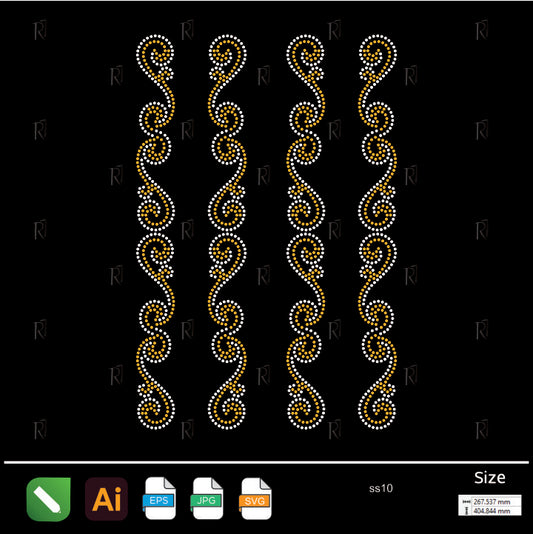 Golden Swirl Border Rhinestone – Premium Rhinestone Design by Rhinestone1