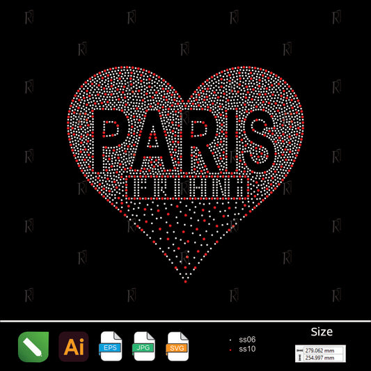 Paris Heart Chic – Premium Rhinestone Design by Rhinestone1