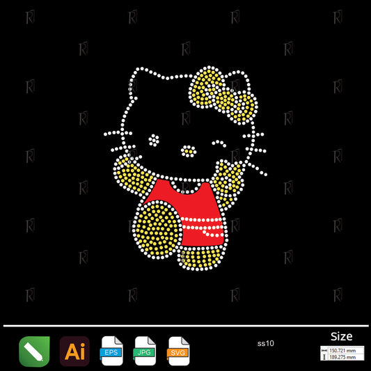 Cute Kitty Girl Rhinestone – Premium Rhinestone Design by Rhinestone1