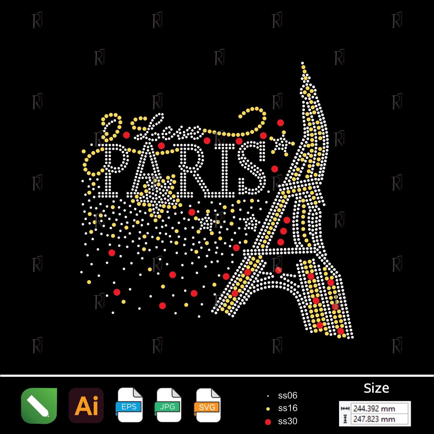 Love Paris Eiffel Tower Rhinestone Design – Premium Rhinestone Design by Rhinestone1