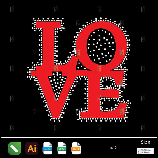 LOVE Text Rhinestone – Premium Rhinestone Design by Rhinestone1