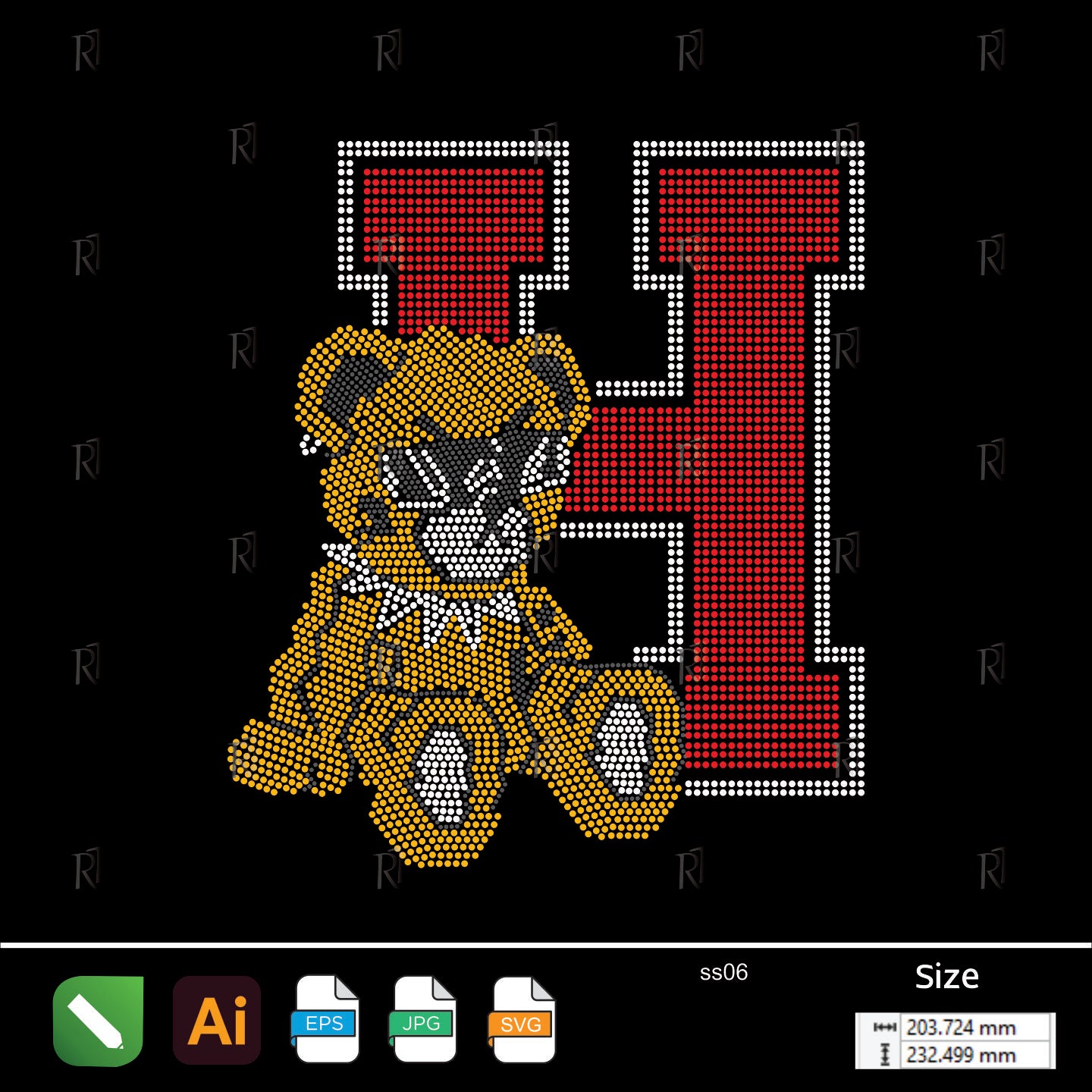 Varsity Bear H Rhinestone – Premium Rhinestone Design by Rhinestone1
