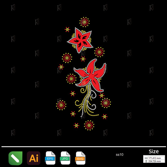 Golden Bloom Duo Rhinestone – Premium Rhinestone Design by Rhinestone1