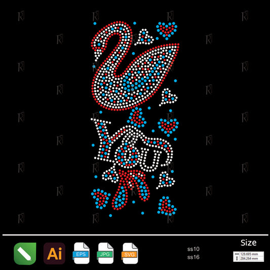 Swan You Hearts Rhinestone – Premium Rhinestone Design by Rhinestone1