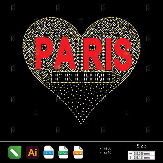 Paris Heart Rhinestone Design – Premium Rhinestone Design by Rhinestone1