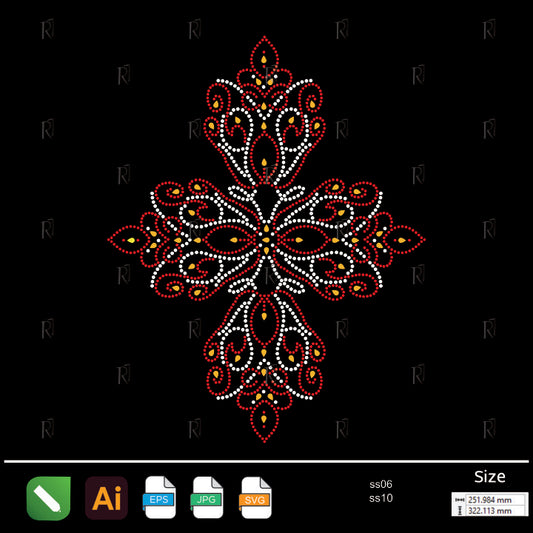 Ornamental Cross Motif Rhinestone – Premium Rhinestone Design by Rhinestone1