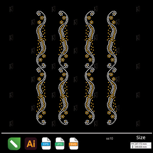 Golden Wavy Border Rhinestone – Premium Rhinestone Design by Rhinestone1