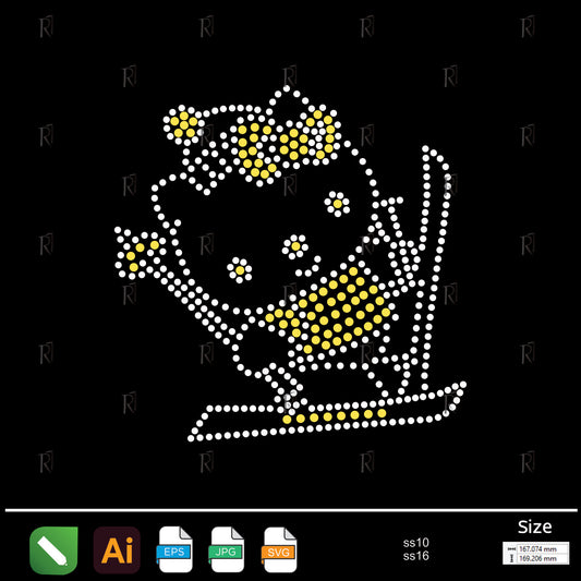 Cute Skiing Kitty Rhinestone – Premium Rhinestone Design by Rhinestone1
