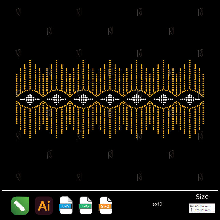 Elegant Wave Border Rhinestone – Premium Rhinestone Design by Rhinestone1