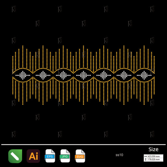Elegant Wave Border Rhinestone – Premium Rhinestone Design by Rhinestone1