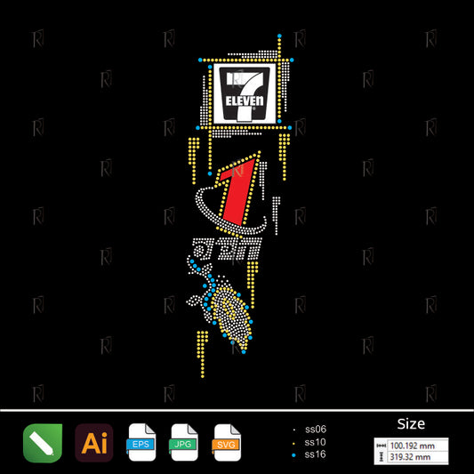 7 Eleven Inspired Rhinestone – Premium Rhinestone Design by Rhinestone1