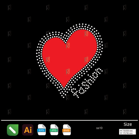 Heart Fashion Dot Outline Rhinestone – Premium Rhinestone Design by Rhinestone1