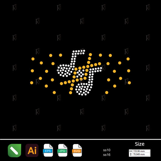 Musical Notes Sparkle Rhinestone – Premium Rhinestone Design by Rhinestone1