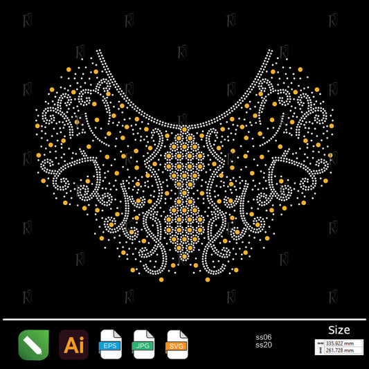 Golden Lace Ornamental Rhinestone Bib – Premium Rhinestone Design by Rhinestone1