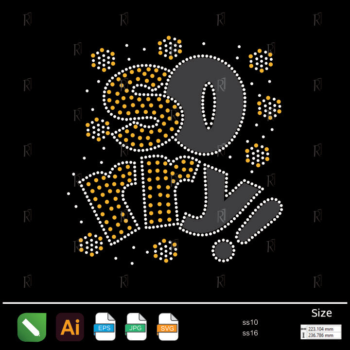 Comic Style Sorry Text Rhinestone – Premium Rhinestone Design by Rhinestone1