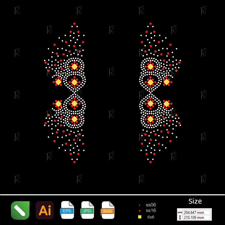 Geometric Abstract Pair Rhinestone Design – Premium Rhinestone Design by Rhinestone1
