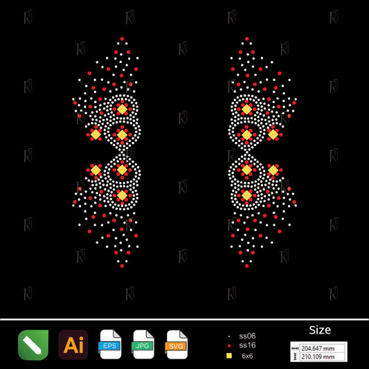 Geometric Abstract Pair Rhinestone Design – Premium Rhinestone Design by Rhinestone1