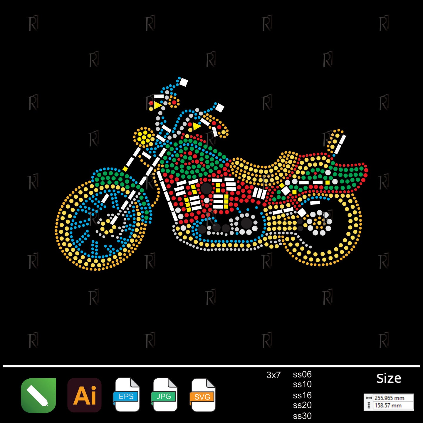 Colorful Chopper Ride Rhinestone – Premium Rhinestone Design by Rhinestone1