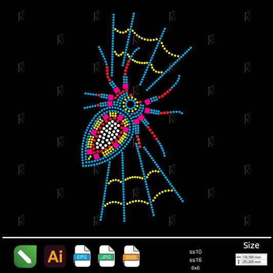 Colorful Spider Web Rhinestone – Premium Rhinestone Design by Rhinestone1