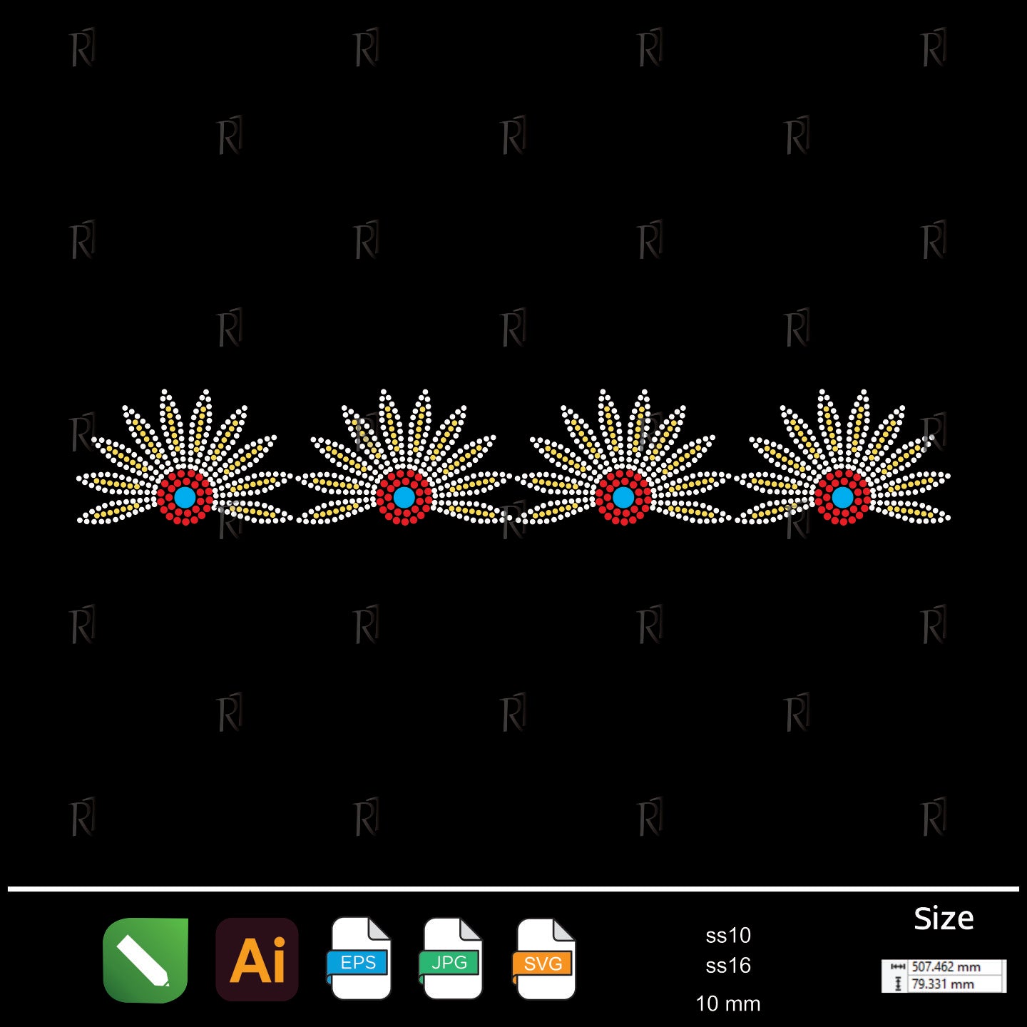 Daisy Chain Rhinestone Border – Premium Rhinestone Design by Rhinestone1