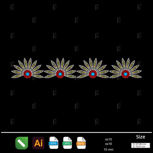 Daisy Chain Rhinestone Border – Premium Rhinestone Design by Rhinestone1