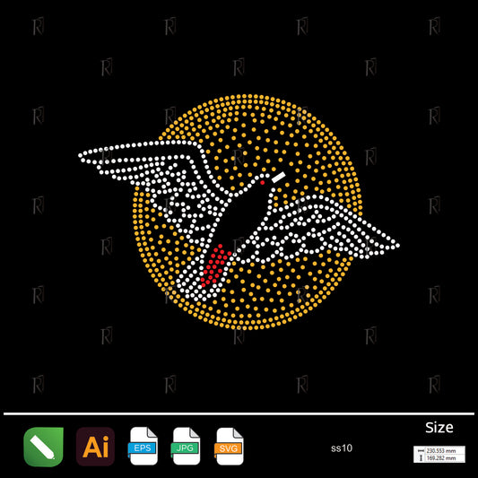 Soaring Dove in Sun Rhinestone – Premium Rhinestone Design by Rhinestone1