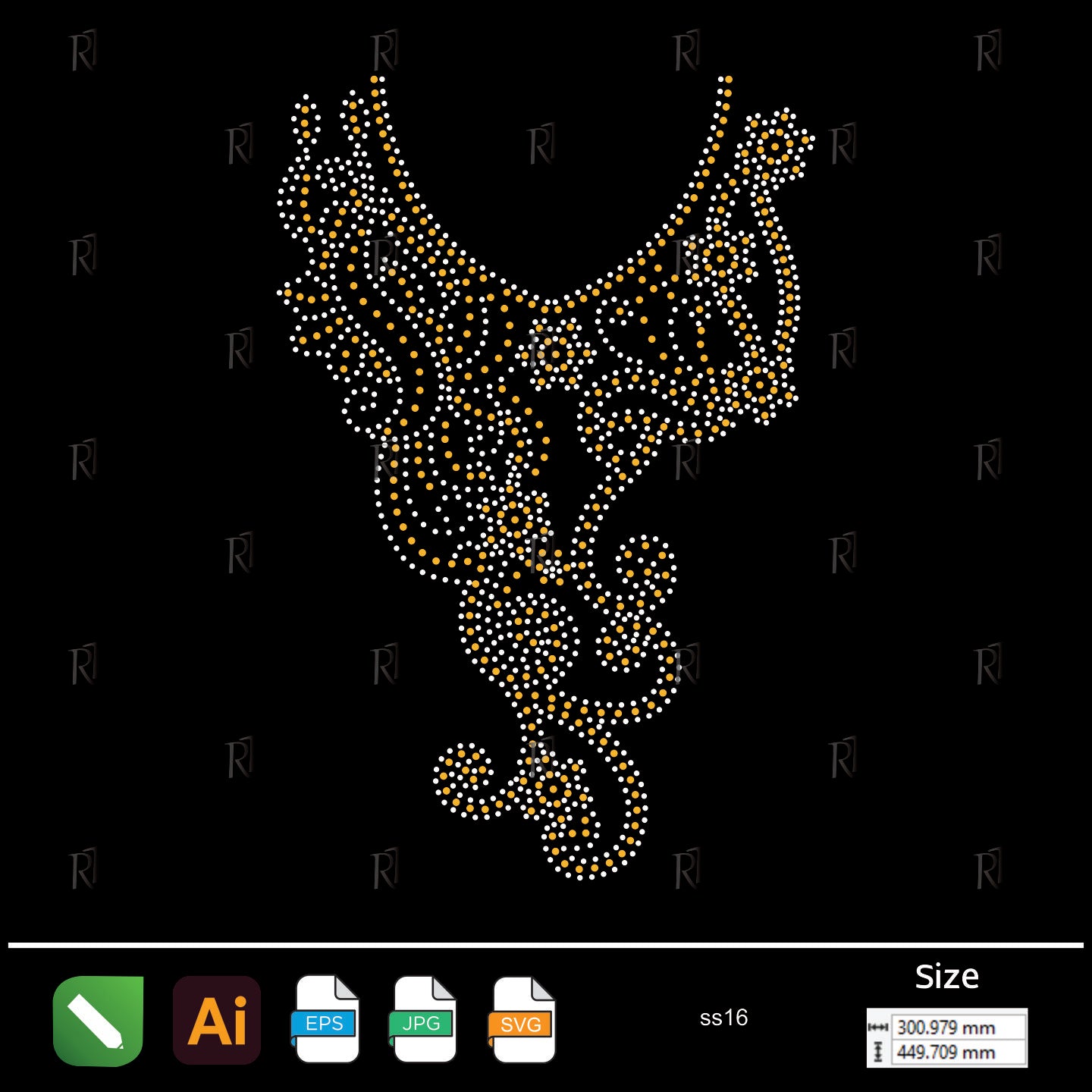Golden Floral Swirl Rhinestone Design – Premium Rhinestone Design by Rhinestone1