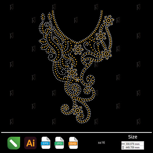 Golden Floral Swirl Rhinestone Design – Premium Rhinestone Design by Rhinestone1