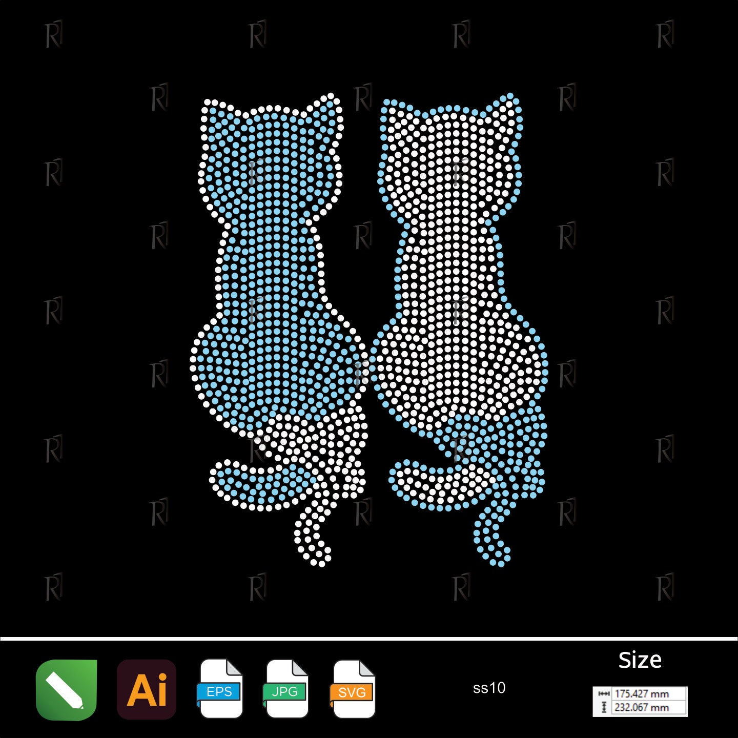 Twin Cats Rhinestone – Premium Rhinestone Design by Rhinestone1