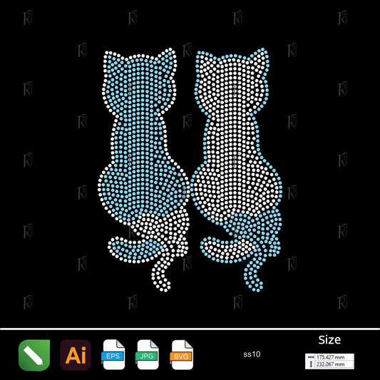Twin Cats Rhinestone – Premium Rhinestone Design by Rhinestone1