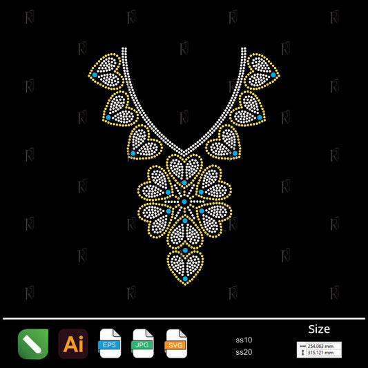 Royal Heart Bloom Rhinestone Necklace – Premium Rhinestone Design by Rhinestone1