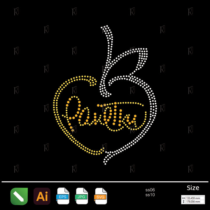 Fruity Heart Text Rhinestone – Premium Rhinestone Design by Rhinestone1